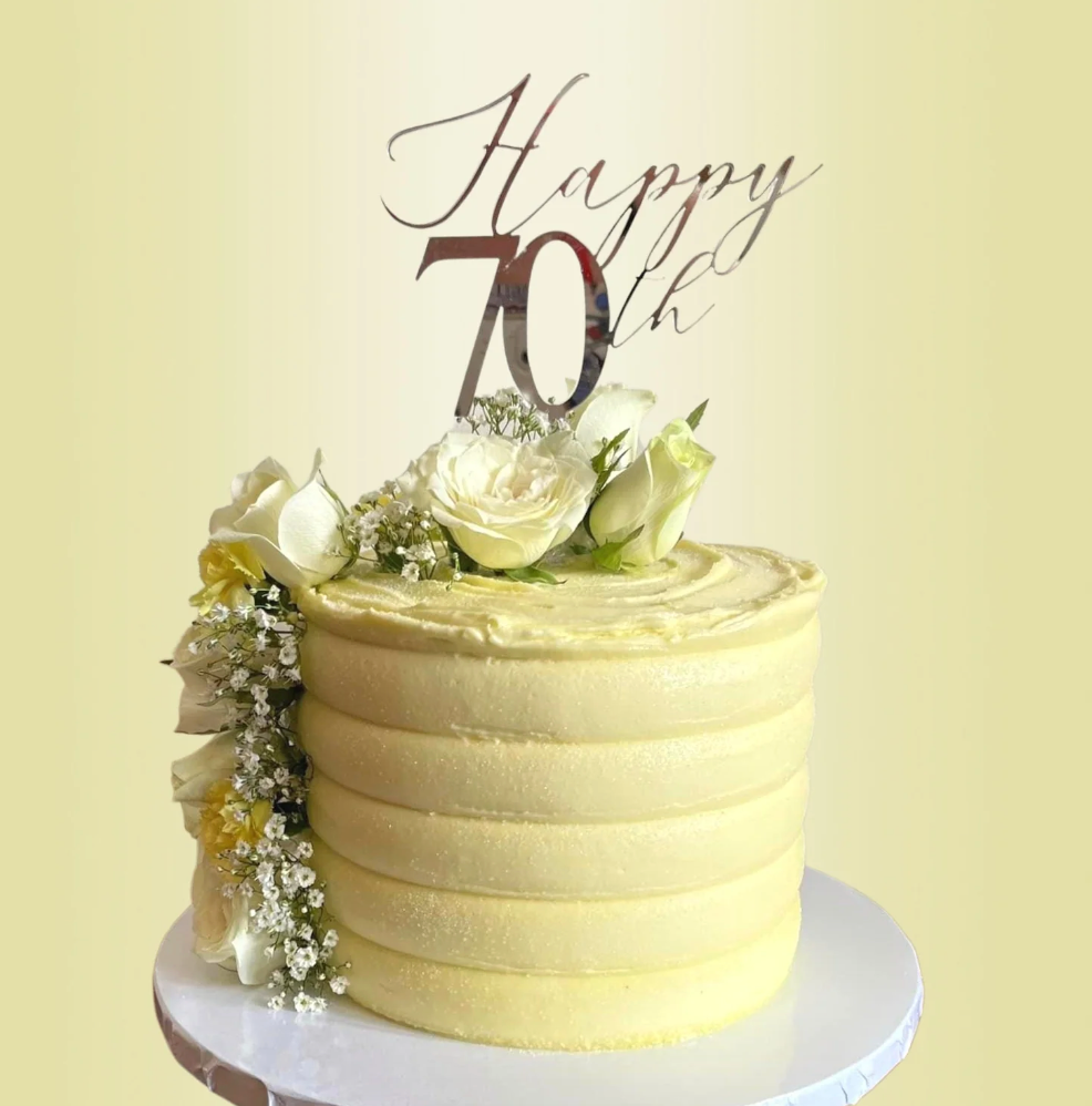Happy 70th Birthday cake topper and Name Cake Charm - Harwill & Fox