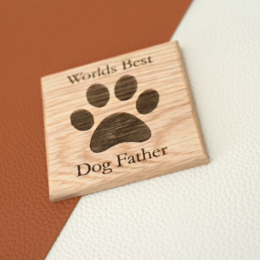 Worlds Best Dog Father Wooden Coaster - Harwill & Fox