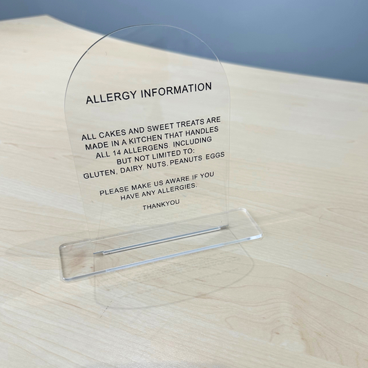 Allergy Information Acrylic A6 Sign - Harwill & Fox