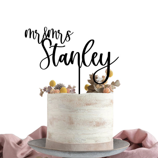 Classic Surname Wedding Cake Topper Acrylic - Harwill & Fox