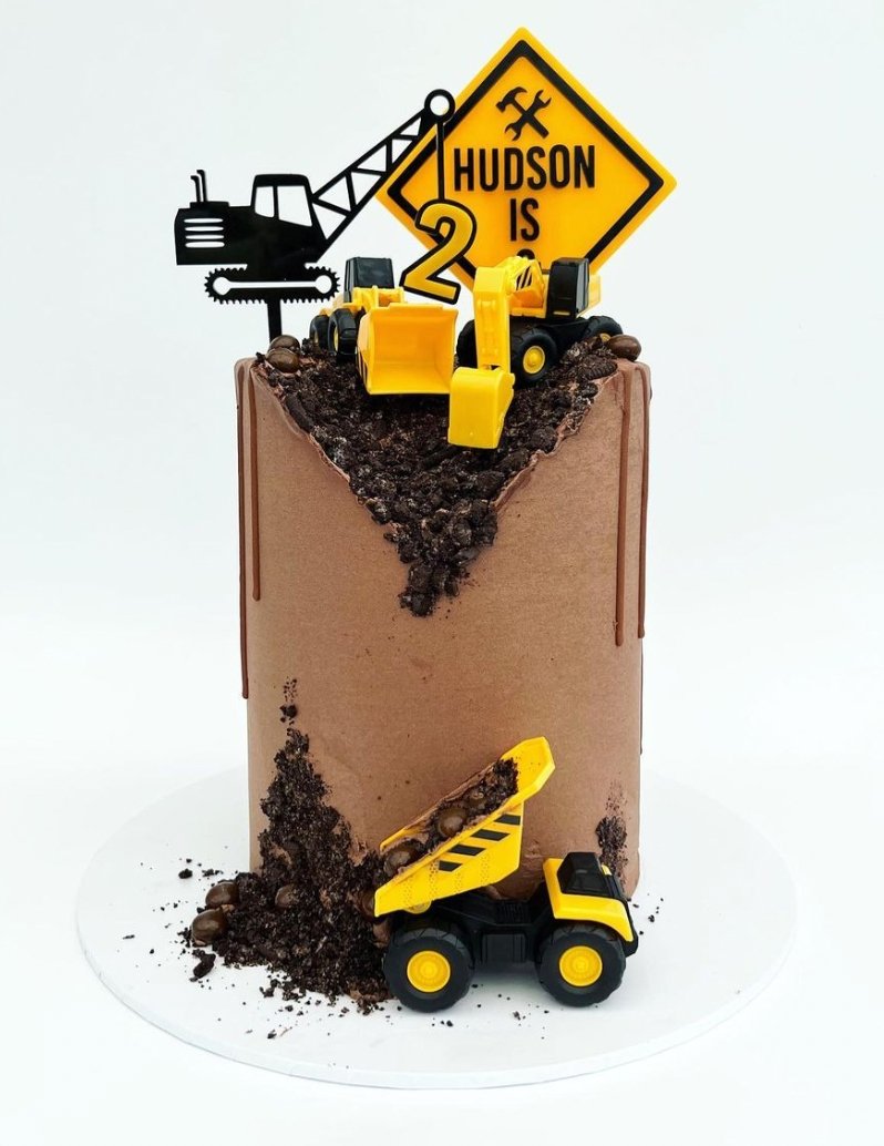 Construction Acrylic Cake Topper - Harwill & Fox