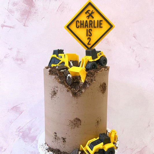Construction Acrylic Cake Topper - Harwill & Fox