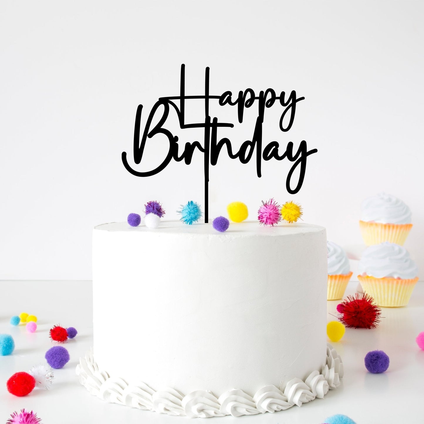 Fancy Happy Birthday Acrylic Cake Topper - Harwill & Fox