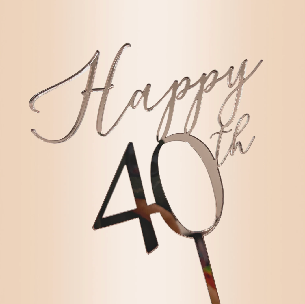 Happy 40th Birthday cake topper and Name Cake Charm - Harwill & Fox