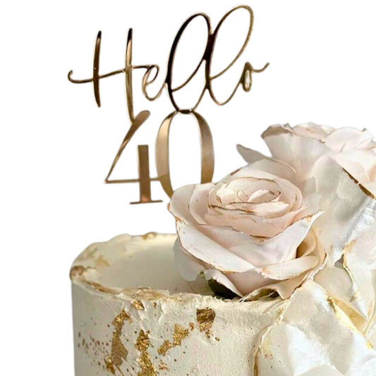 Hello 40 Acrylic Cake Topper - Harwill & Fox