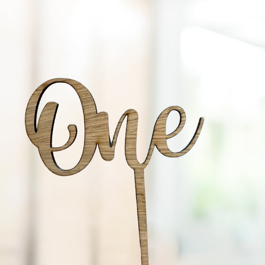 One Cake Topper in Oak Wood - Harwill & Fox