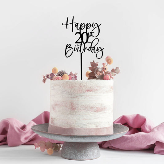 Personalised Happy Birthday Age Acrylic Cake Topper - Harwill & Fox