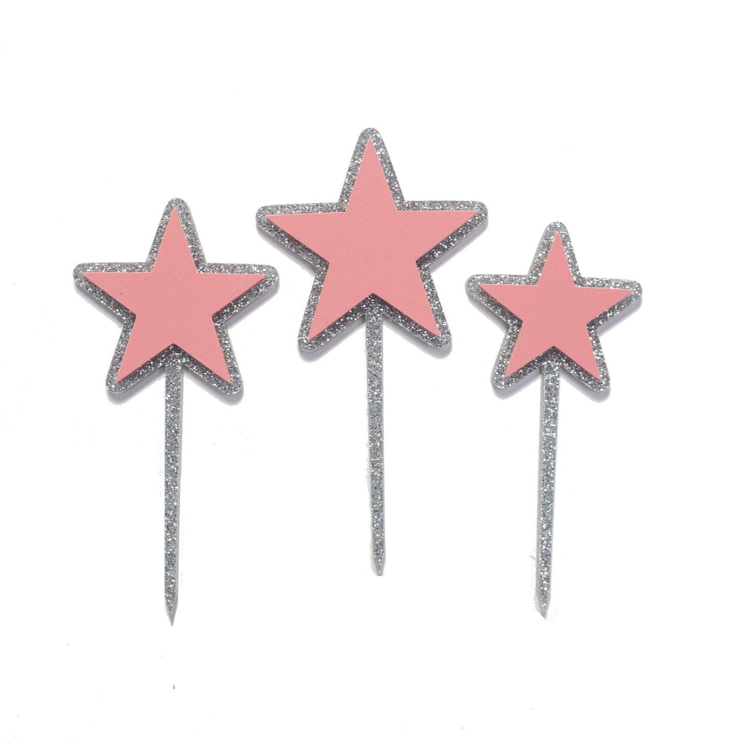 Raspberry Glitter Star Cupcake Toppers - Harwill & Fox
