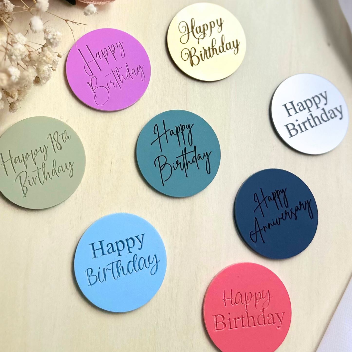 Colour Acrylic Cupcake Discs
