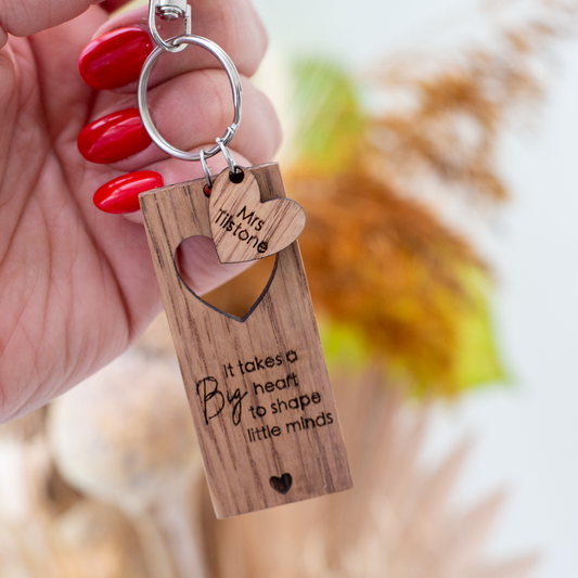 Personalised Teacher Walnut Keychain