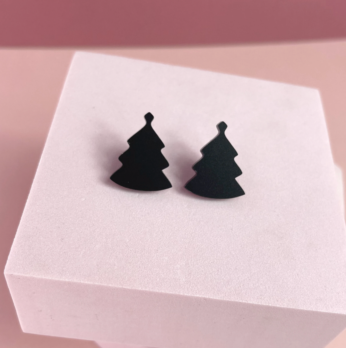 Black Christmas Tree Stud Earrings - Harwill & Fox
