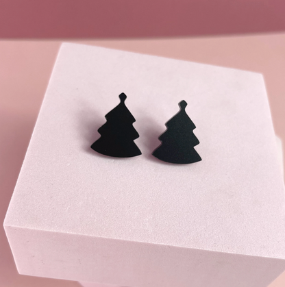 Black Christmas Tree Stud Earrings - Harwill & Fox