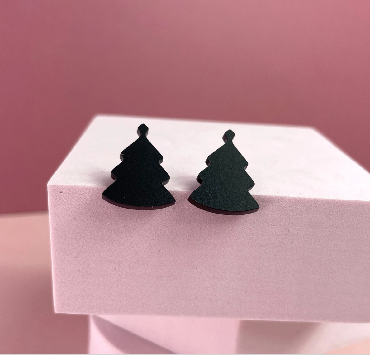 Black Christmas Tree Stud Earrings - Harwill & Fox