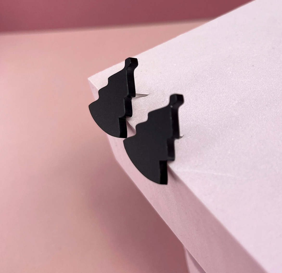 Black Christmas Tree Stud Earrings - Harwill & Fox