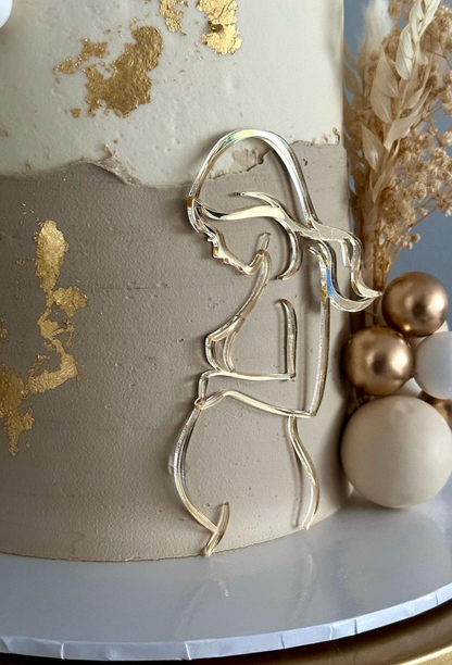 Pregnancy Lady Line Art Cake Charm - Harwill & Fox