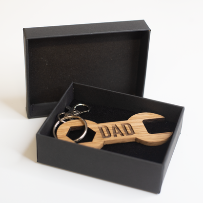 Dad Spanner Wooden Keyring