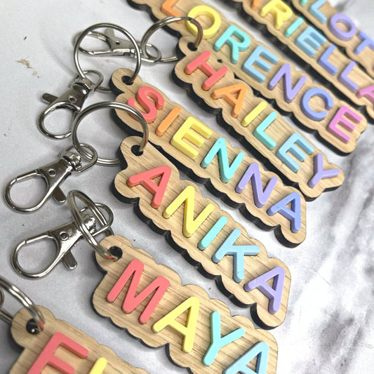 Rainbow Name Keyring