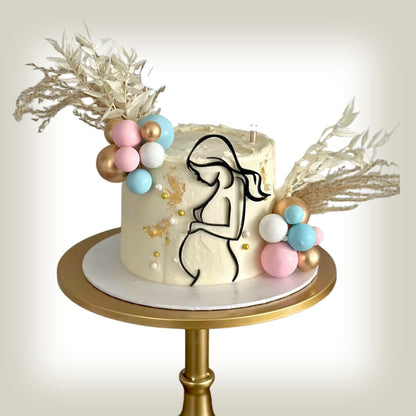 Pregnancy Lady Line Art Cake Charm - Harwill & Fox